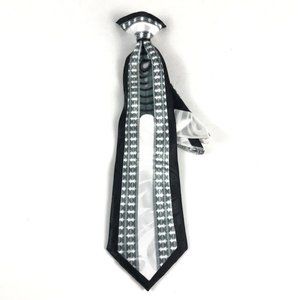 Gino Clericci Boy's Clip-on Tie Set Black White Charcoal Gray 100% Polyester